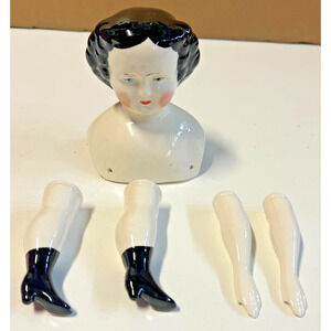 PORCELAIN DOLL HEAD ARMS LEGS GLAZED Finish